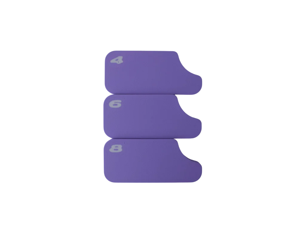 Pack spacers escalade KOVA³ vue des 3 épaisseurs côte à côte Coloris Lilas